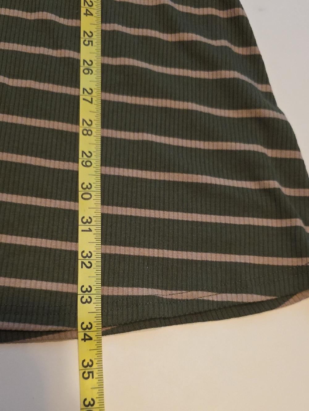Hot Kiss Cold Shoulder Dress Olive Stripe Ribbed Bodycon Women’s Size Large Y2K - Picture 9 of 10